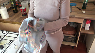 Turkish Cleaning Maid in Germany Is Shocked When I Flash My Big Cock to Her.
