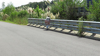 Patricia on the Bridge Over the Road