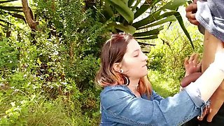 Blonde Stepsister AshleySoy2 Loves Outdoor Blowjob & Cum Swallow in Rough Picnic Sex