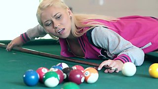 The pretty baby Marsha May has sex with her nice boyfriend on the table.