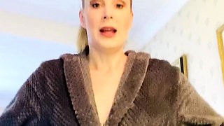 Amateur redhead masturbates then gives a blowjob
