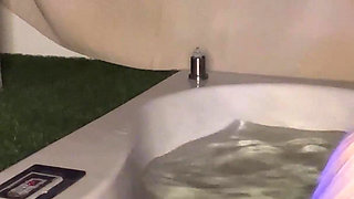 Romanian Celebrity Ema Karter Casually Fucks a Guy by the Hot Tub at Night