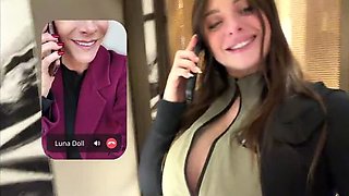 Victoria Nova & Luna Doll Threesome POV - Valentine's Day FFM Blowjob & Cumshot on Big Boobs