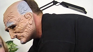 Blindfolded Blonde Slut Fucked by Creepy Masked Stud