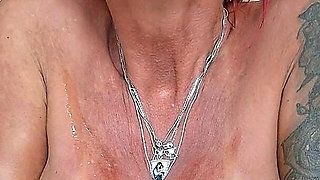 Horny MILF Drooling on Tits