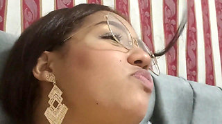 Busty Latina with Glasses on Sucks My Big Cock