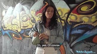 Public Agent Blowjob: Brunette Babe Gets Cum In Mouth Outdoors POV