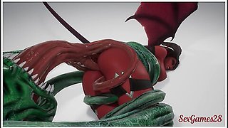 Succubus Girl Is Fucked By A Monster With Many Cocks