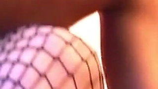 Lactating Brunette Fingers Sloppy Wet Pussy in Fishnets