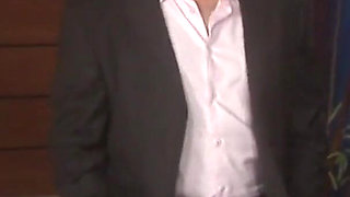 Beautiful brunette gets cum all over her big ass