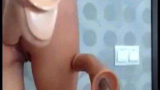Fucking Machine Pleasures Her Cunt and Anal, Squirting Hard