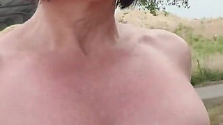 Squirting Outdoors at the Parking Lot