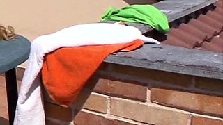 German old granny fucked horny by stepson on the balcony