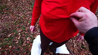 Big Busty Tits Slapped Hard Outdoor in Autumn BDSM Public Sex