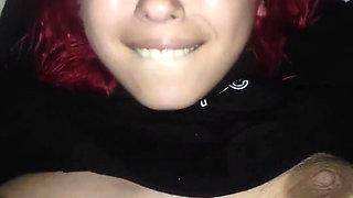 Super blowjob and fuck from a skinny redhead teen at night