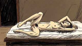 Super Skinny Woman Masturbation - Dripping Hairy Pussy Close up