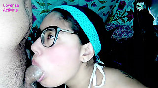 Practicing edging with my stepbrother! In the end, I swallow the huge load!