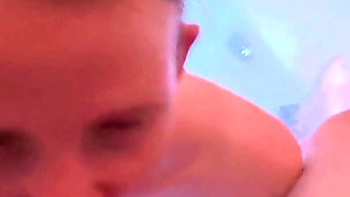 Blonde Teen Blows Cock in the Whirlpool! Horny Facial for the Slut!