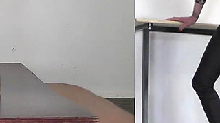 Slave's Orgasm Under Mistress Tatjana's White Boots Pp a
