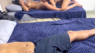 Hispanic sis-in-law gets to cuck a fucking loser on a bed