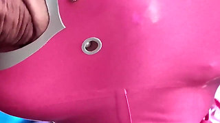 Sucking Fat Cock in Latex Hood