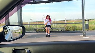 Sexy redhead slut with nice ass has a good fuck on a roadside