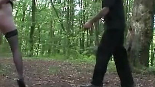 Stripped humiliated and spanked in the forest
