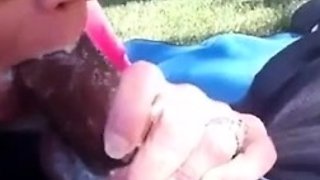 Big tit blonde gives blowjob to big cock