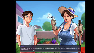 Summertime Saga, she gave him a handjob in the shower and cleaned him up.