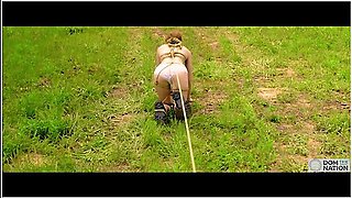 Beautiful Bondage Virgin Gets Tied Up And Face Fucked In A Texas Orchard