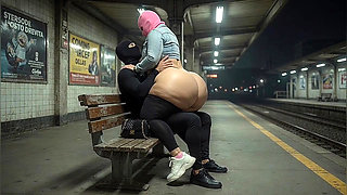 "Masked Stranger Grabs Thick BBW Ass at Empty Train Station"