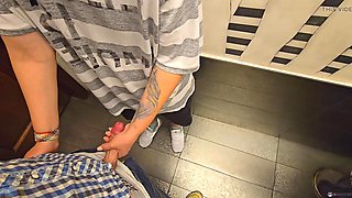 Restaurant Toilet POV: Close-Up Cum In Panties Pussy Creampie