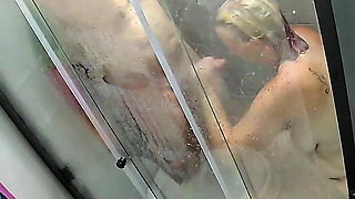 I love sucking his cock in the shower after a long hard day at work.