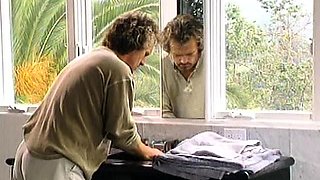 Sexy blonde momma with small boobs doing POV blowjob