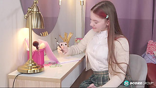 Schoolgirl Vivi Rides Her Dildo and Cums Hard After Class