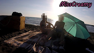 French Teacher Risky Public Masturbation Caught on Crowded Beach Helps Squirt Extreme Cumshot MissCreamy