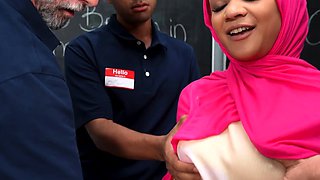 Three men takingturns fucking Teacher Kiki Calis tight pussy