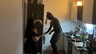 Kinky Kitchen Encounter: Fetish Babe Dominates Her Friend