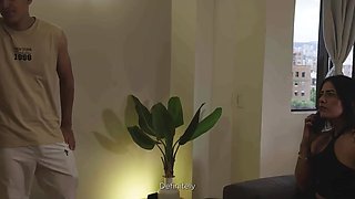 Young guy stuffs his hot boss milf's nice mouth and pussy with passion