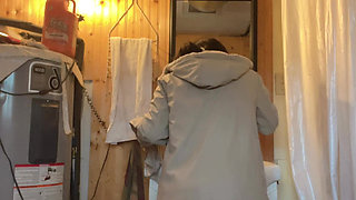 Cooking Food at Kitchen Then Pussy Cant Wait Go to Piss