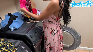 Stepbro Spies on Me Doing Laundry, Steals My Panties & Fucks Me Hard While I’m on the Phone with Stepmom- POV