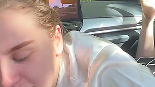 Schoolgirl Footjob in the Car
