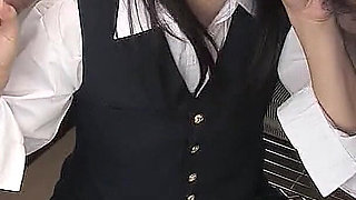 Skinny Asian Secretary Mai Gives Bosses an Uncensored Blowjob