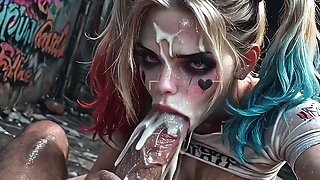 Harley Quinn Bathing in Sperm after Massive Creamy Loads