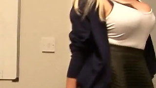 Blonde young secretary Victoria Summers gets fucked by work colleagues during lunch break