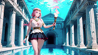 Pink Hair Maid Fantasy From Ethereal Underwater Temple to Private Bedroom, Graceful Stance to Lazy Kneel