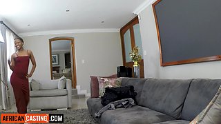 Lean Ebony Teenie Rails Monster Pecker POINT OF VIEW Cowgirl At Amateur Audition