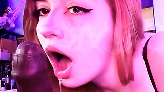 emo girl gags on cock (LOTS OF DROOL/SPIT)