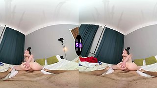 Brunette teen Dakota Doll rides cock in reverse cowgirl