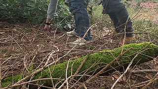 Real amateur Milf wife in the woods.